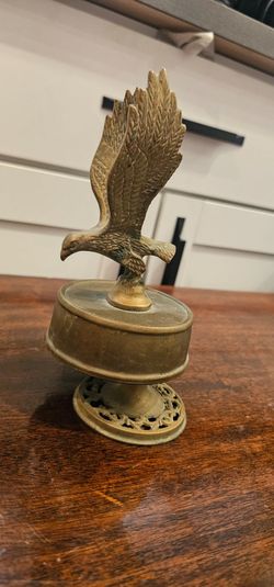 Vintage Rotating Solid Brass American Eagle Music Box Plays & Spins