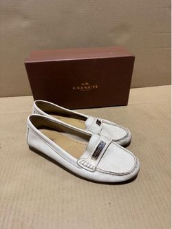 Coach Fredrica Pebble Grain Leather Loafers Flats Milk White Women’s Size 7.5