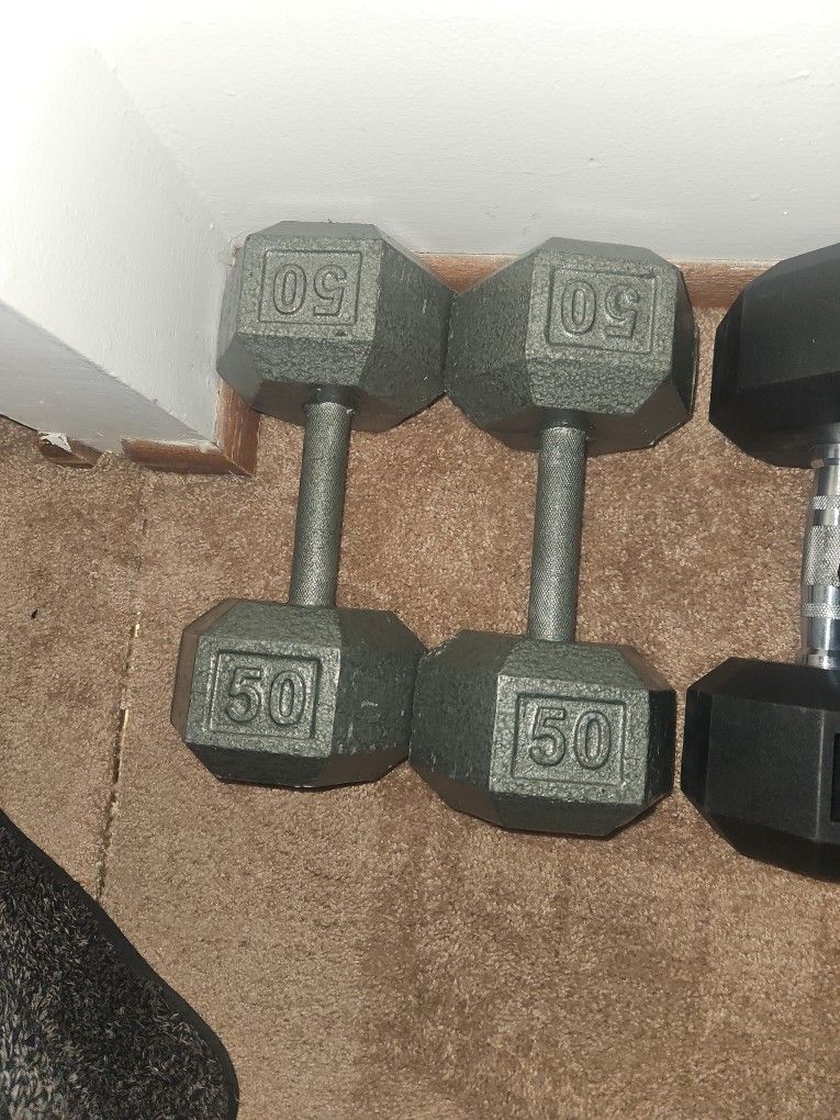 50 Pound Champion Barbell Dumbbell Set