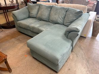 ASHLEY Darcy Light Blue Fabric Sofa w/ Reversible Chaise