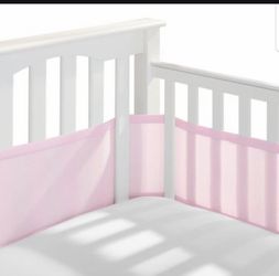 Pink Mesh Baby Crib Bumper Liner