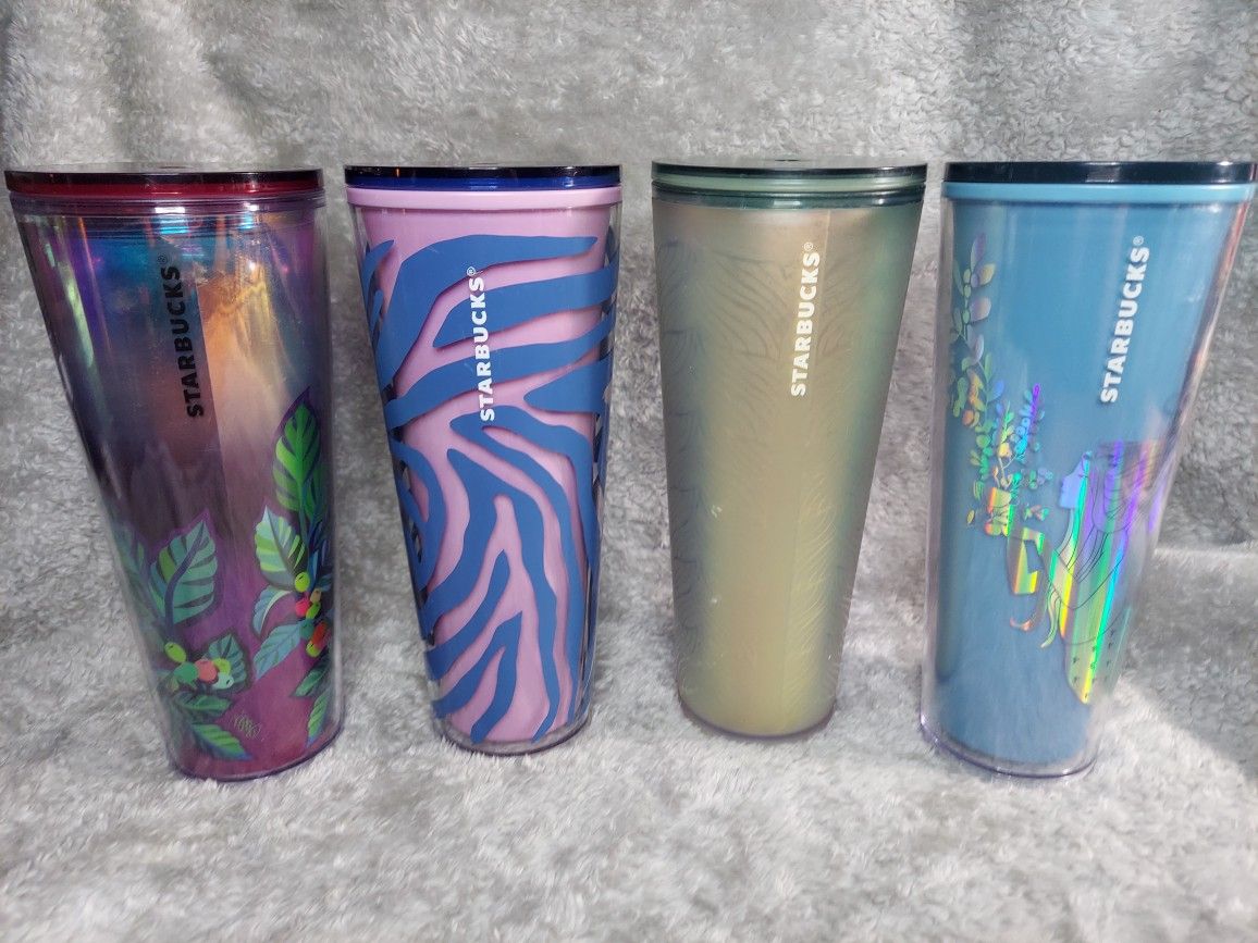 4 Starbucks 24 Oz Tumblers Various Colors No Straws Must Pick Up