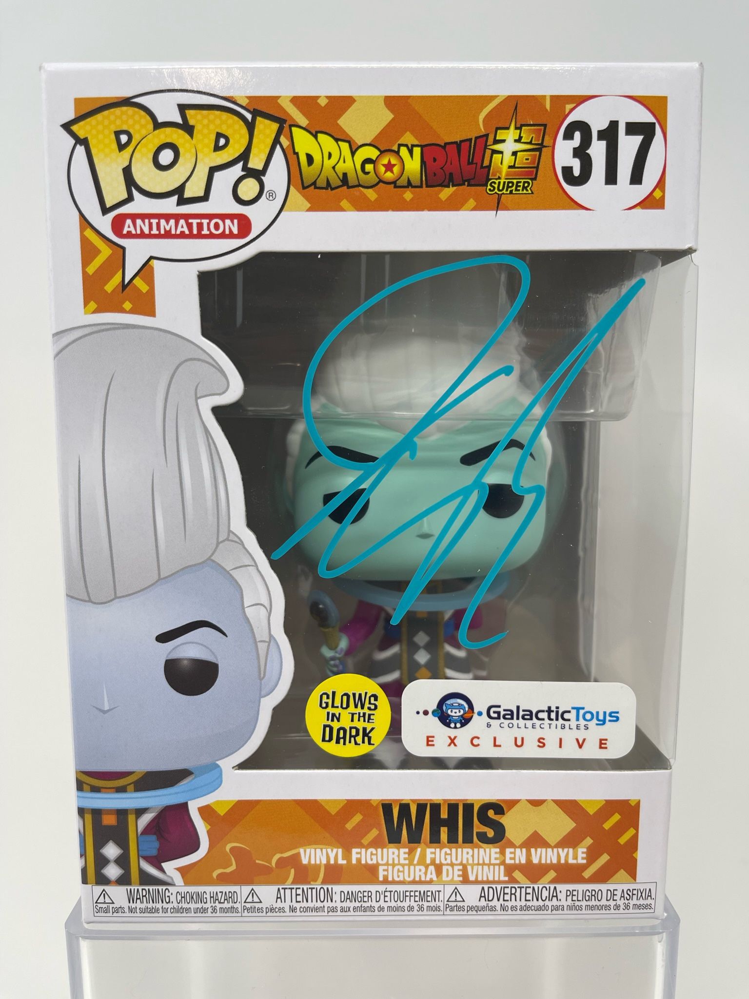 Anime / Autographed DragonBall Z Super (DBZ Super) Funko Pop - Whis (Glow In The Dark) #317 (Galactic Toys Exclusive - Signed by Ian Sinclair -No COA)