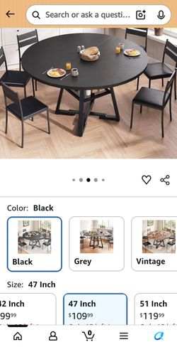 New Blk wood 47" round table