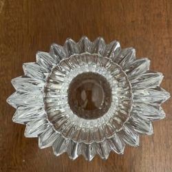 Vtg Crystal Candleholder Tea Light Votive Candle Starburst Sawtooth