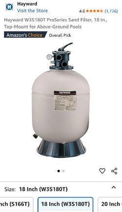 Hayward W3S180T ProSeries Sand Filter, 18 In., Top-Mount for Above-Ground Pools