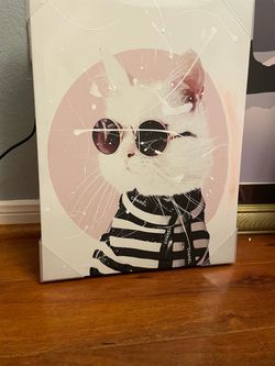 Fashion Cat Canvas Wall Art Print