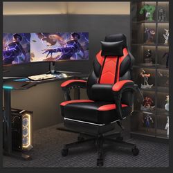 New Massage Gaming Chairs with Footrest Massage Leather Game Chair for Adults Big and Tall Gamer Chair with Headrest and Lumbar Support with Ergonomic