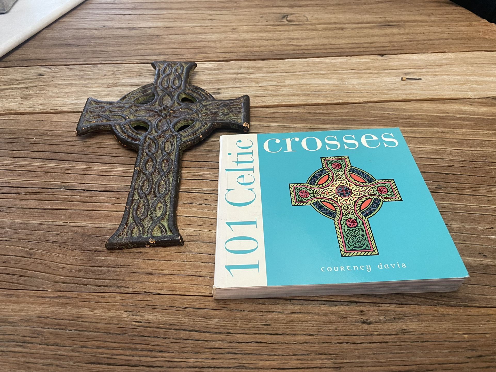 Very Heavy Rustic Vintage Cast Celtic Cross & 101 Celtic Crosses Book 