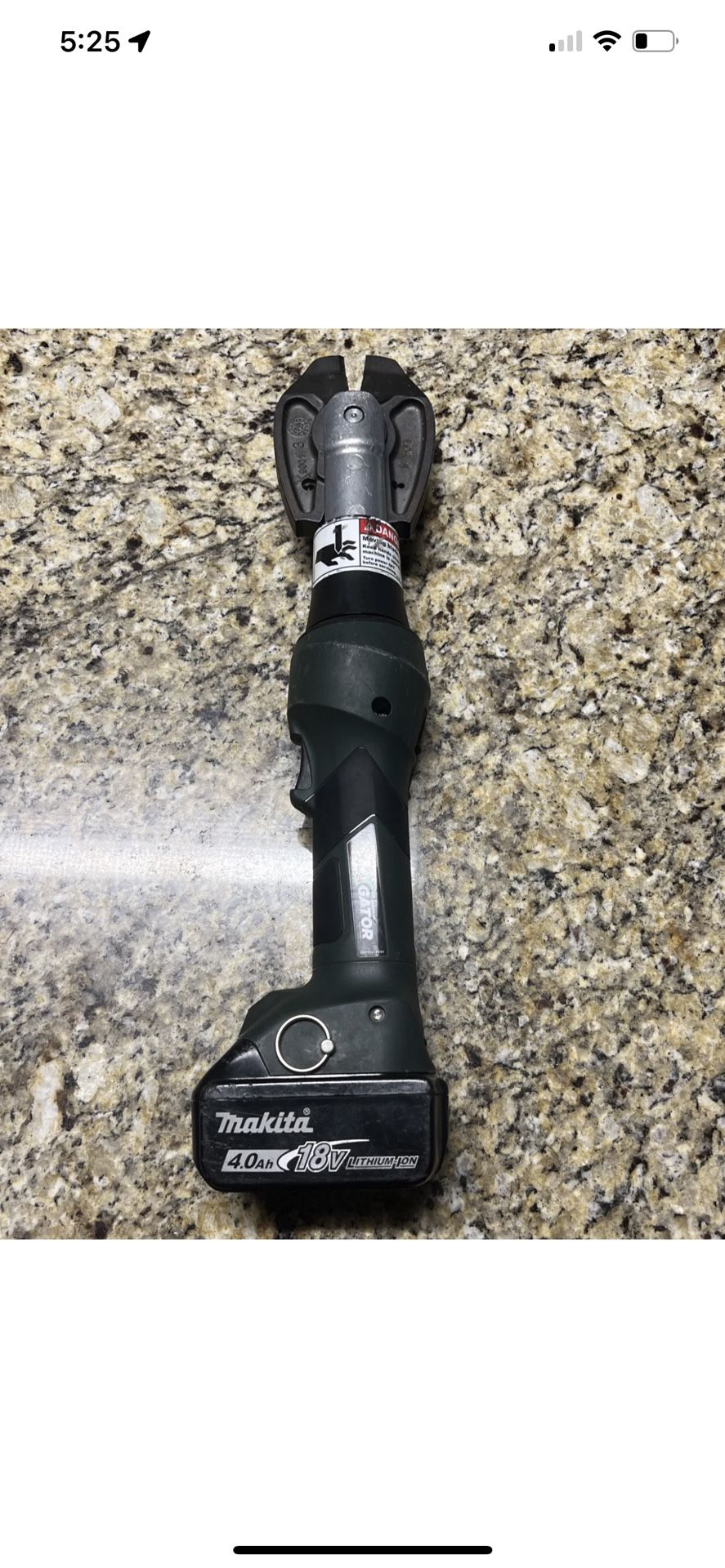 Greenlee Gator Makita 6 Ton Cordless 18V Battery Bolt Cutter