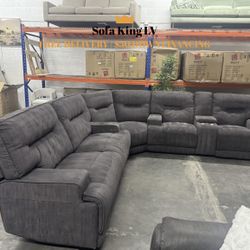 Free Delivery* Like New Large Gray Sectional Sofa with Recliners! 