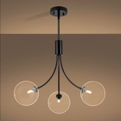 Syltherra 3-Light Black Light Fixture for Kitchen,Modern Dining Room Light Fixture,Sputnik Chandeliers