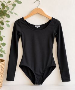 Girls Capezio Black Long Sleeve Leotard-cotton