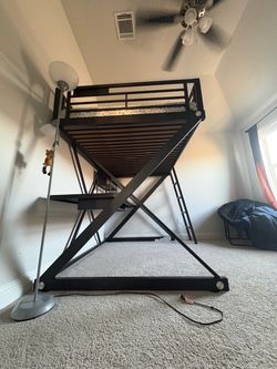 Metal Loft Bed Frame with Ladder