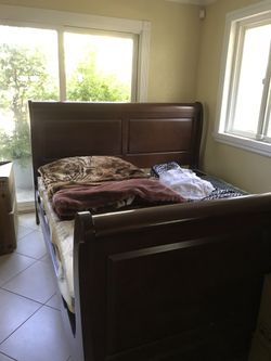 CAL King Bed Frame Dark Wood