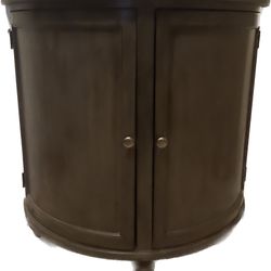 Demilune, half circle storage cabinet with shelves