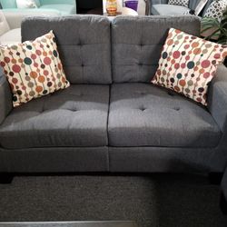 Brand New 56" Gray Linen Loveseat 