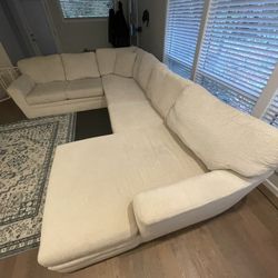 Super Large Ivory 3 Piece Sectional With Long Chaise 