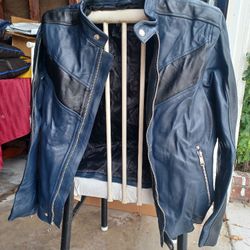 Navy Blue Cafe Racer Jacket 