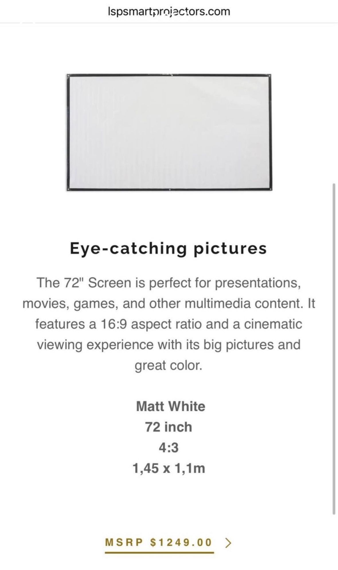 LSP Self Locking Projector Screen