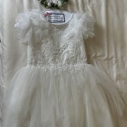 Girls White Formal Dress. Flower Girl Dress 