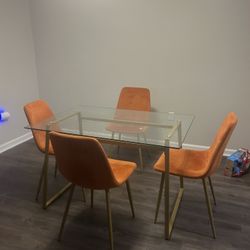 4 Seat Orange Dining Table & Chairs