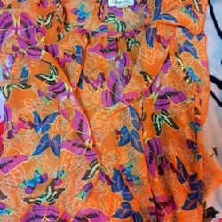 Multi-Colored Butterfly Flowy Blouse