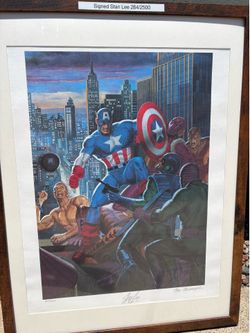 Stan Lee signed Captain America print authentic