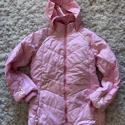Pink Winter Jacket  For Girl With Foldable Hood 