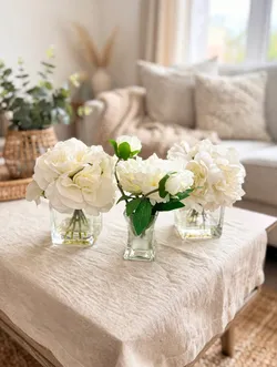 Set of 3 Glass Vases with White Peonies — $20 for ALL!