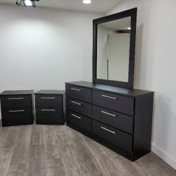 Cómoda Con Espejo Y 2 Mesas De Noche 
