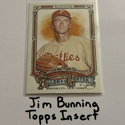 Jim Bunning Philadelphia Phillies Hall of Fame Pitcher Topps Short Print Insert Card.
