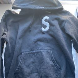 Supreme S Logo Split Hoodie Sweatshirt Size Medium Black