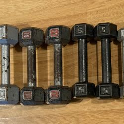 10,8,5,3 Lb Cast Iron Hex Dumbell Pairs 