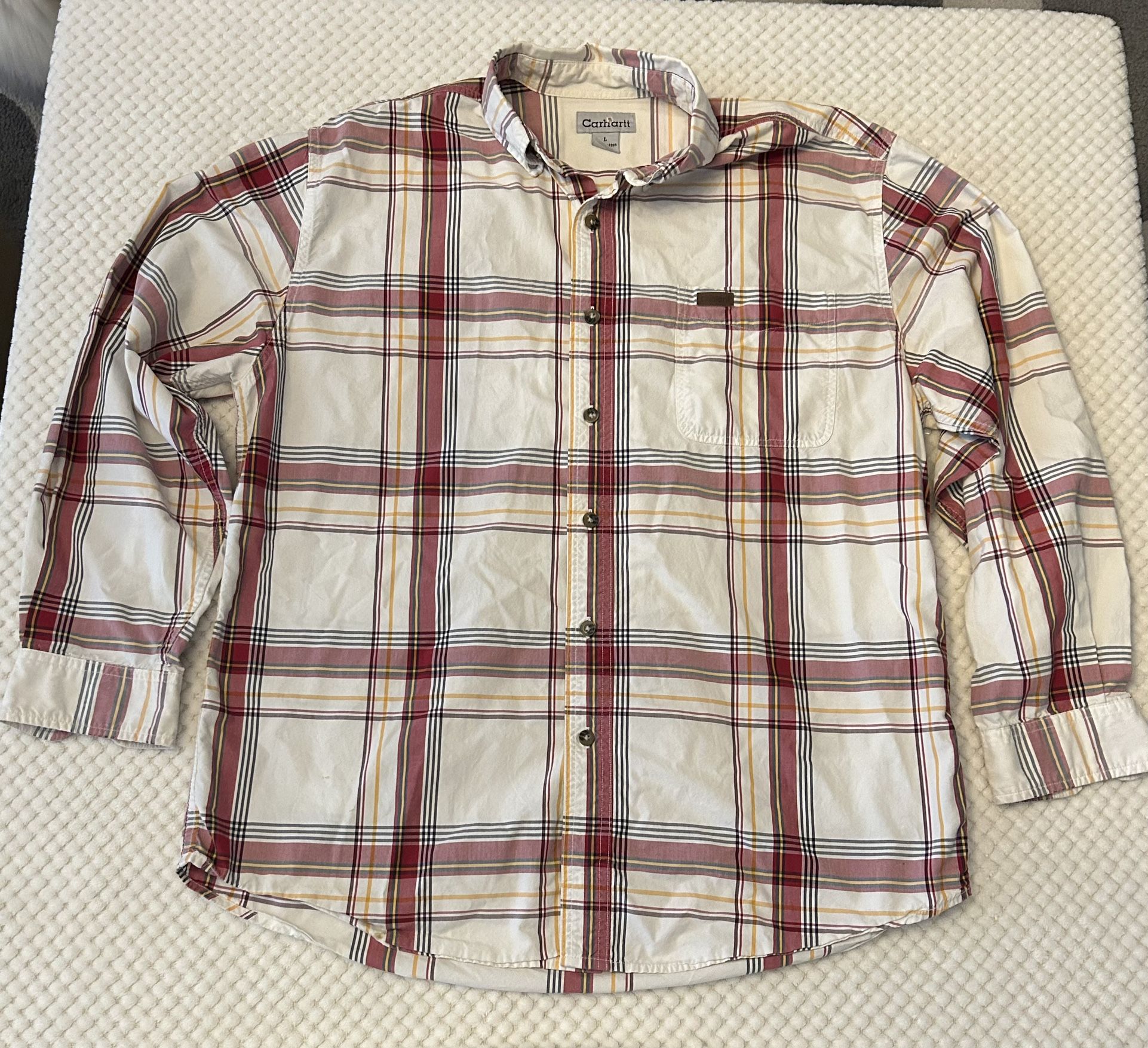 Carhartt long sleeve button up shirt - men's - large - multicolor