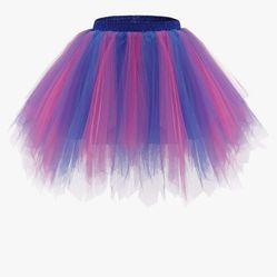 Women's Tulle Tutu Skirt With Blue Wig