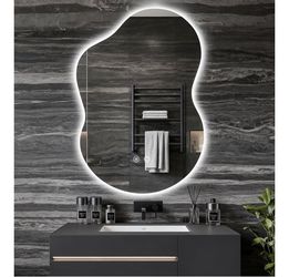 Asymmetrical Lighted Mirror for Bathroom