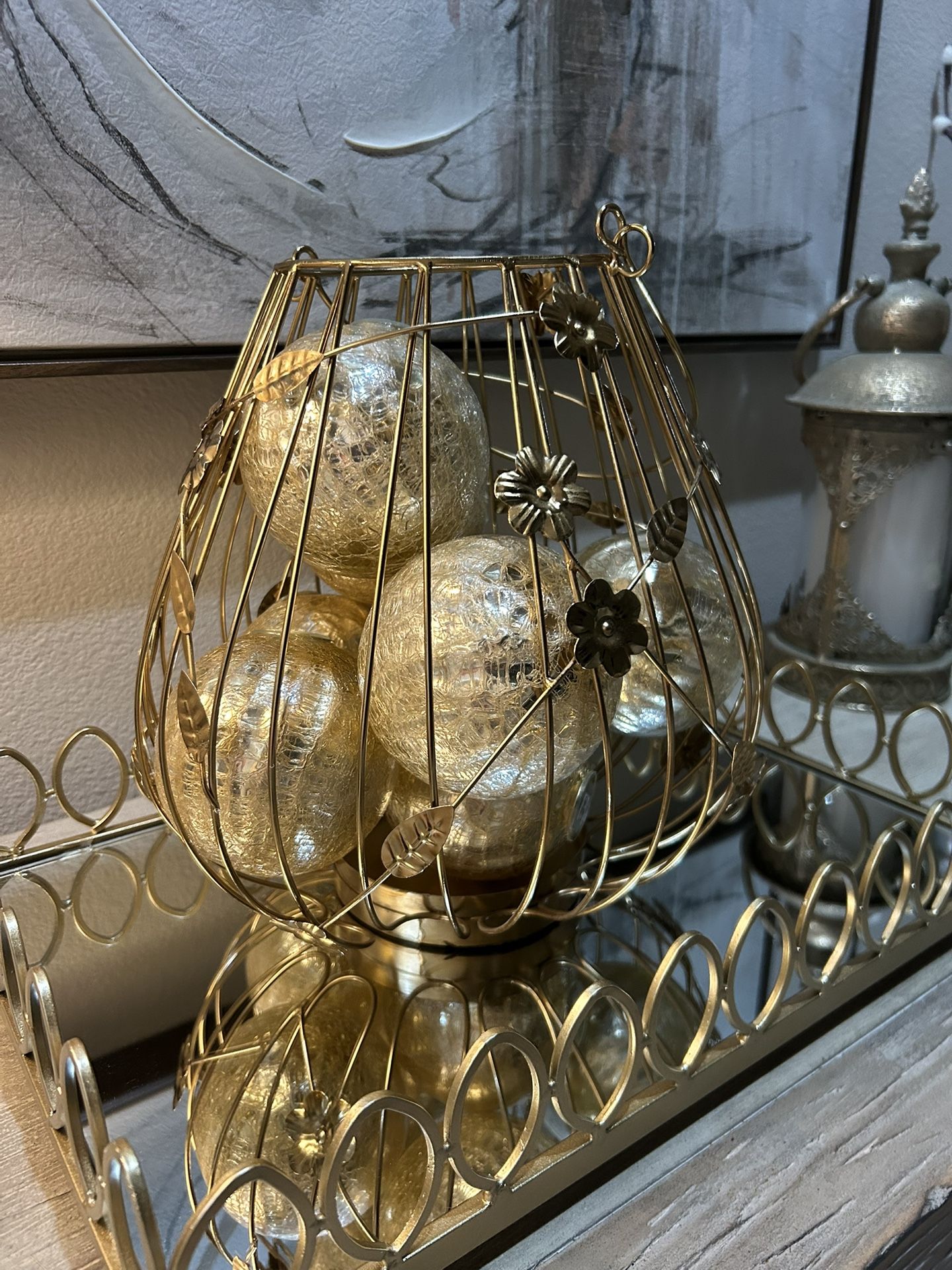 POTTERY BARN BRASS DECOR BASKET