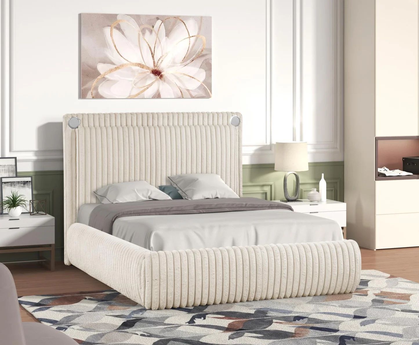 Noa Platform Bed w Bluetooth Speakers & Phone Chargers