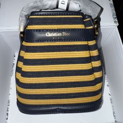 Christian Dior C'est Bucket Bag Cannage Embroidered Raffia with Leather Medium