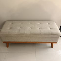 Upholstered Mid-Century Modern Storage Bench