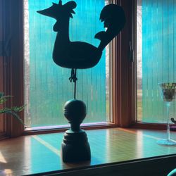 Metal And Wood Chicken Art