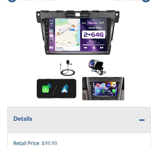 SU8784: Roinvou 2G64G for Mazda CX7 2 Car Radio with Wireless CarplayAndroid Auto 9 Inch Android 13 IPS Touch Screen Car Stereo Bluetooth GPS W