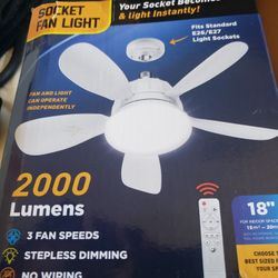NEW IN BOX SOCKET LIGHT FAN