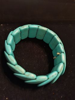 vintage bracelet 80s bracelet in blue turquoise Howlite Stone Stretch Bracelet #3