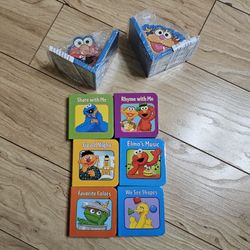 Sesame Street Workshop 6 Board Books w/ Elmo & Zoe Bookends Kids Books Library 2005 / New - Old Stock