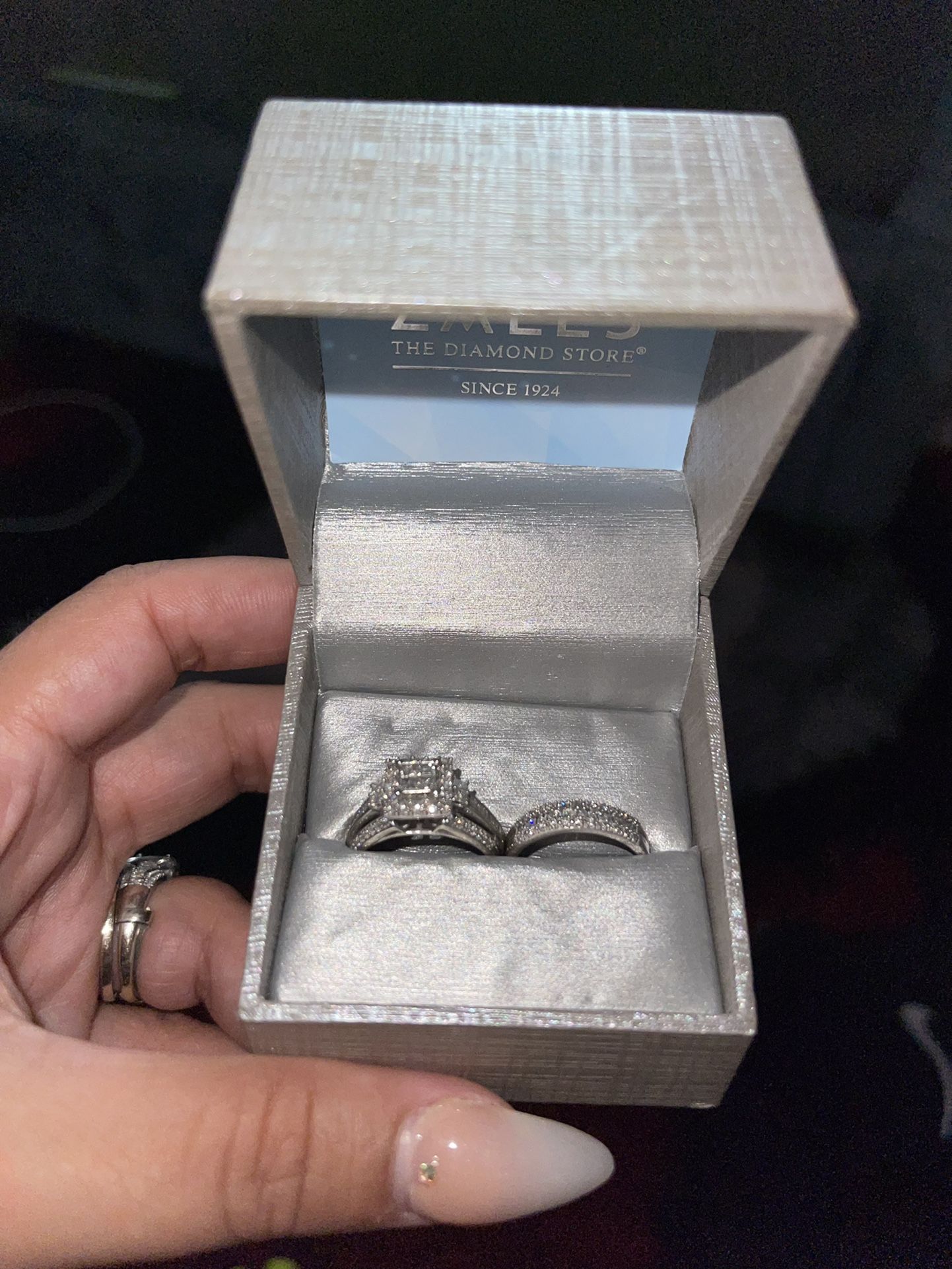 Wedding Band And Engagement Ring Real Diamonds White Gold