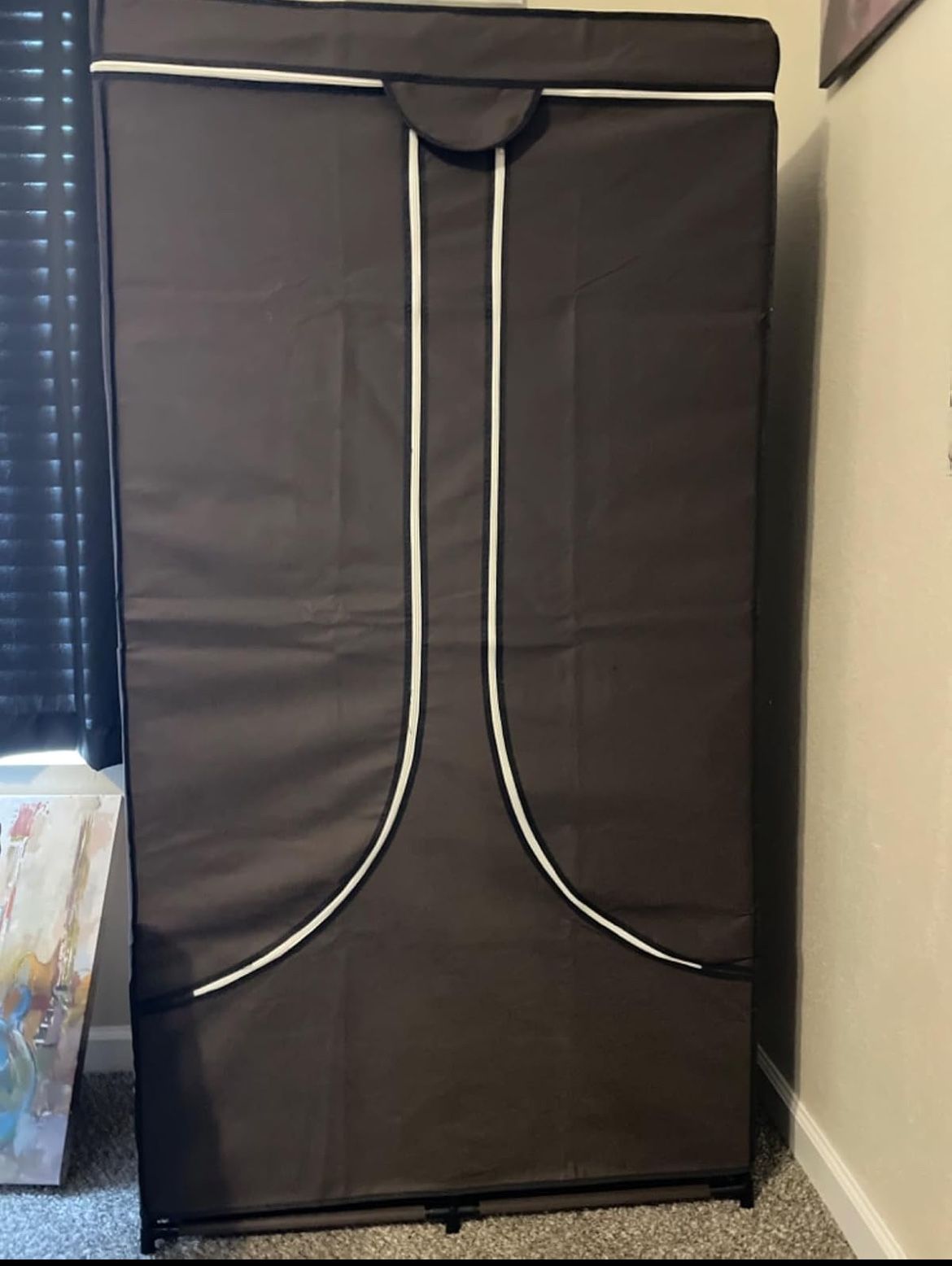 SORCEDAS Portable Wardrobe Closet Storage Organizer Metal Hanging Rack Non-Woven Fabric 34 Inch Black