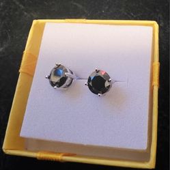 GRA Certified 2.0CTW Moissante & .925 Sterling Silver "Black" Stud Earrings