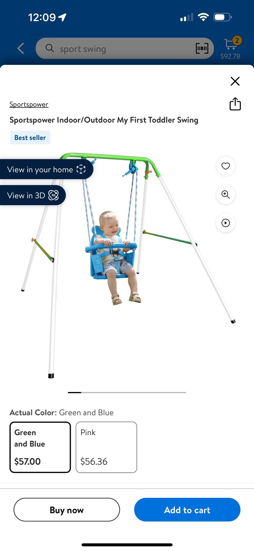 Baby /Toddler Indoor- Outdoor Swing